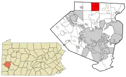 Location in Allegheny County and state of Pennsylvania