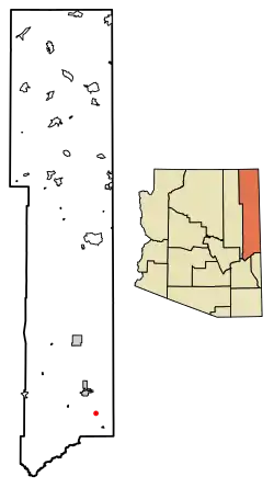 Location of Nutrioso in Apache County, Arizona.