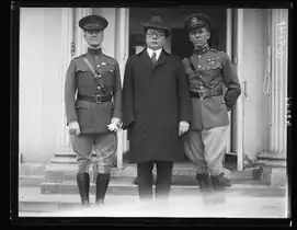 Left to right: Brig. Gen. Frank Parker, Col. James A. Drain, and Lt. Col. George C. Marshall at the White House in Washington, D.C., on 4 October 1924.