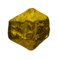A Fiveling of gold, half a centimeter tall.