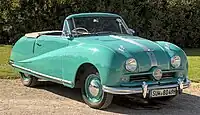 Austin A90 Atlantic convertible (with top down)