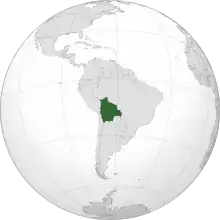 Location of&nbsp;Bolivia&nbsp;(dark green)in South America&nbsp;(gray)