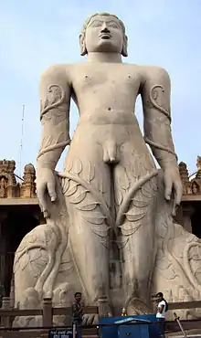 The iconic 57 ft high monolithic Statue of Gommateshwara, Shravanabelagola, 10th Century