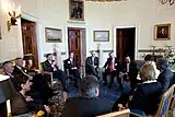 President Barack Obama in a meeting in the Blue Room, 2009