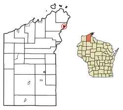 Location of Bayfield in Bayfield County, Wisconsin.