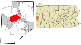 Location in Beaver County and state of Pennsylvania