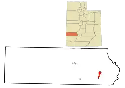 Location in Beaver County and the state of Utah