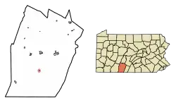 Location of Rainsburg in Bedford County, Pennsylvania.