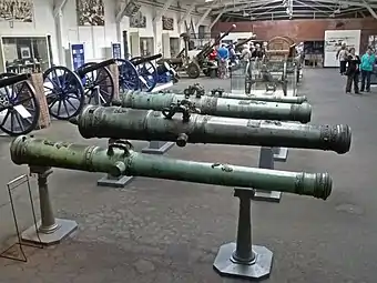 Falconet (1526); kartouwe (1617); kartouwe (1635); culverin (1681); rifle-barrelled cannon (1730); exhibition in the Spandau Citadel.