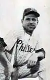 Photograph of a man in a Philadelphia Phillies uniform