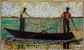 clamming on maud, Oil and charcoal on linen (183 x 305&nbsp;cm), 2013