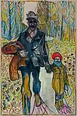 walking in gods buti, Oil and charcoal on linen (274.5 x 183&nbsp;cm), 2013