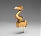 Bird finial; 5th–10th century; gold; height 12.1&nbsp;cm (43⁄4 in.); Metropolitan Museum of Art (New York City)