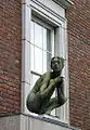 Birdy (bronze), 1997. Height 122&nbsp;cm. Perched on the windowsill of 3, Crescent Hall, Mount Street, Dublin.