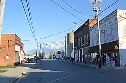 Blaine Street, downtown. Paulding County is to the left, and Van Wert County to the right.