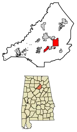 Location of Oneonta in Blount County, Alabama