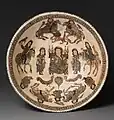 Bowl with enthroned figure and horsemen (Late 12th, early 13th centuries, Iran).