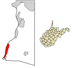 Location of Beech Bottom in Brooke County, West Virginia.