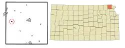 Location within Brown County and Kansas