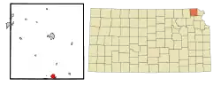 Location within Brown County and Kansas