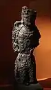 Burnt wooden statue of a Prince, Kala-i Kakhkakha I palace, 7-8th century, National Museum of Antiquities of Tajikistan