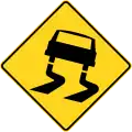Slippery surface, often accompanied by 0&nbsp;°C