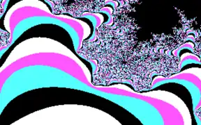 Fractint rendered Mandelbrot set using 320&nbsp;×&nbsp;200 palette 1