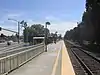 A suburban railroad station platform