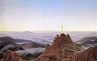 Morning in the Riesengebirge (1811). Friedrich situated the cross in other paintings made soon after the Tetschen Altar.