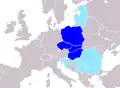 Central Europe according to Peter J. Katzenstein (1997):&nbsp;&nbsp;The Visegrád Group countries are referred to as Central Europe in the book.&nbsp;&nbsp;Countries for which there is no precise, uncontestable way to decide whether they are parts of Central Europe or not