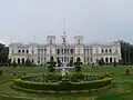 A view of Cheluvambavilas Palace on a winter morning fog