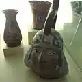 Peruvian Moche civilization. Head-shaped ceramic vessel, c. 100 BC–800 AD