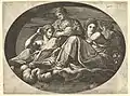 Ceres Seated on Clouds with Two Goddesses and Two Putti, from a series of eight compositions after Francesco Primaticcio's designs for the ceiling of the Ulysses Gallery (destroyed 1738-39) at Fontainebleau