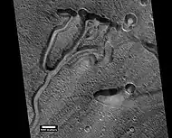 Channels in Kasei Valles.  This HiRISE picture is about 5 Km across.