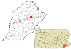 Location in Chester County and the state of Pennsylvania.