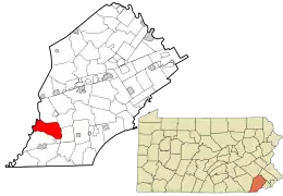 Location in Chester County and the state of Pennsylvania.