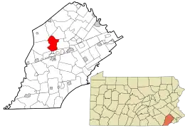 Location in Chester County and the state of Pennsylvania.