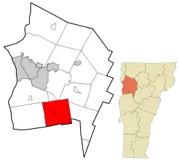 Location in Chittenden County and the state of Vermont.