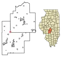 Location in Christian and Montgomery counties, Illinois