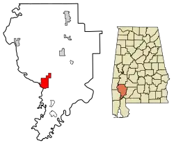 Location of Jackson in Clarke County, Alabama.