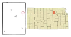 Location within Clay County and Kansas