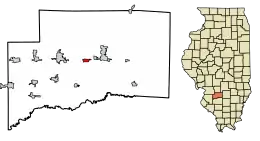 Location of Beckemeyer in Clinton County, Illinois.