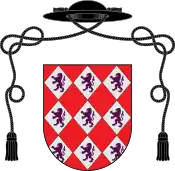 Coat of arms of St. John de Britto with black galero