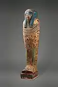 Coffin of Irtirutja; 332–250&nbsp;BC; plastered, painted and gilded wood; length: 198.8&nbsp;cm (78.3&nbsp;in); Metropolitan Museum of Art