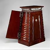 Egyptian Revival coin cabinet; by François-Honoré-Georges Jacob-Desmalter; 1809–1819; mahogany (probably Swietenia mahagoni), with applied and inlaid silver; 90.2 x 50.2 x 37.5&nbsp;cm; Metropolitan Museum of Art