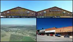 Top: Czech Stop & Little Czech Bakery, Bottom Left: Aerial view of the town of West, Texas&nbsp;— looking northeast, Bottom&nbsp;Right: View from Oak Street