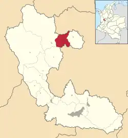Location of the municipality and town of Guática in the Risaralda Department of Colombia.