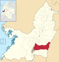 Location of the municipality and city of Palmira in the Valle del Cauca Department.