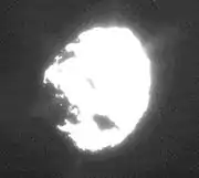 An overexposed image of Wild&nbsp;2 showing plumes of material coming from the surface