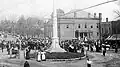 An old image of Downtown Lenoir during Commencement Day, dated April 4 of 1913. In the background, you can see the old domed Caldwell County Courthouse which was encapsulated into a larger building in 1929. In the middle of the image, you can see the Caldwell County Confederate monument, which was erected in June 3, 1910.